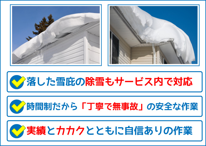 便利屋　札幌快生堂の雪庇落としサービスは、丁寧で無事故。実績と価格とともに自身ありの作業